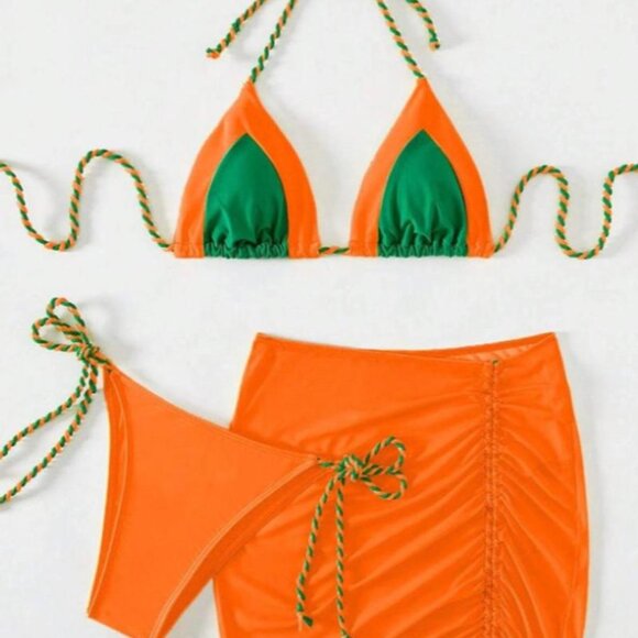 Stasia I C U: Colorblock String Bikinis with Matching Sarong - Picture 13 of 14